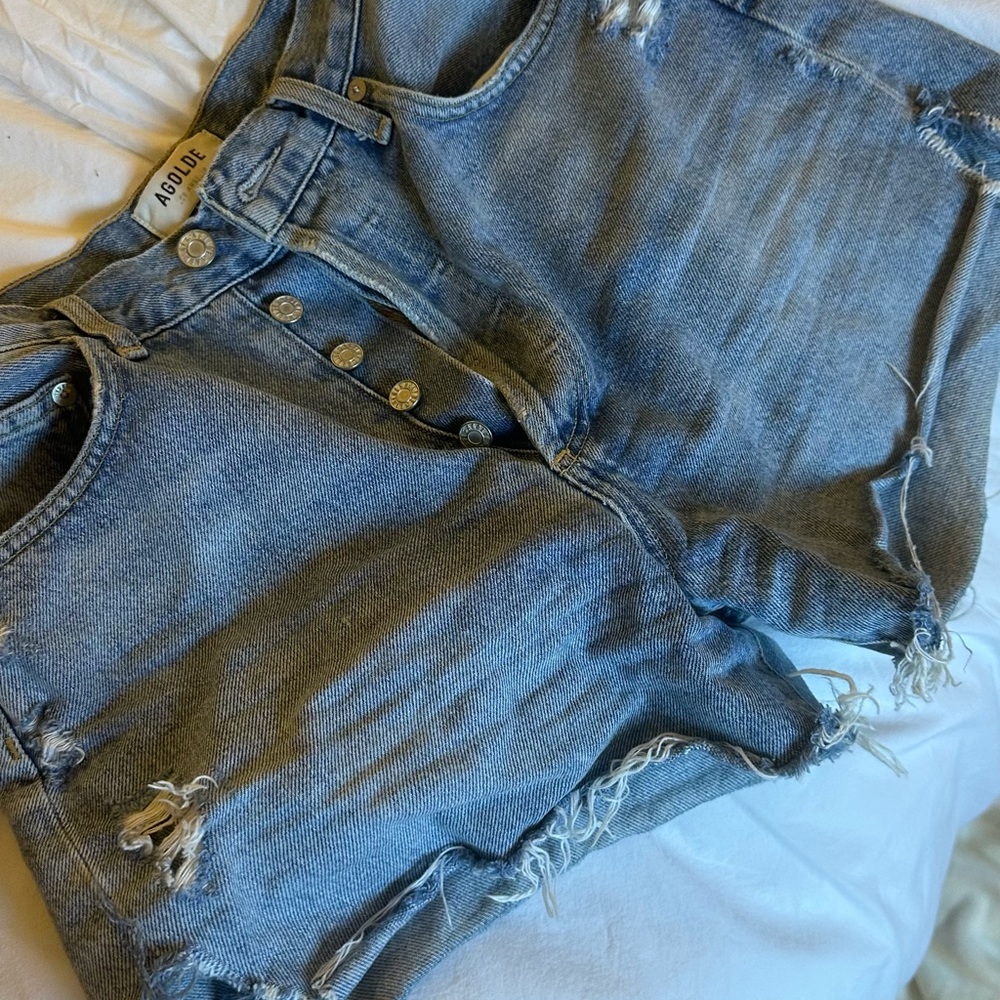 Agolde Light Blue Denim Shorts
